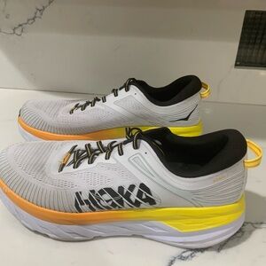 Hoka One One Men's White and Yellow Athletic Shoes